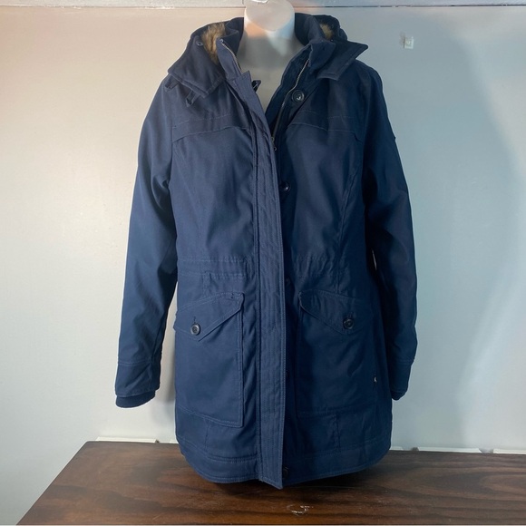 Hollister Heritage Col Larg Navy Blue Parka Coat  Hooded Fall Winter Jacket - Picture 1 of 11